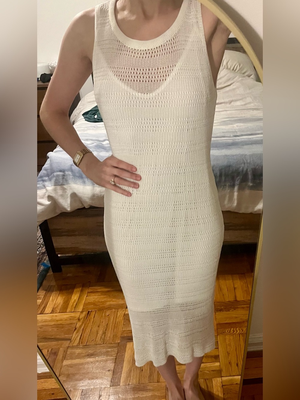 Knitted Mesh Dress with White Underlay